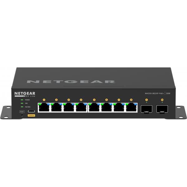 NETGEAR GSM4210PX-100EUS switch di rete Gestito L2/L3 Gigabit Ethernet [10/100/1000] Supporto Power over Ethernet [PoE] Nero (M4250-8G2XF-POE+ 220W FULLY - MANAGED SWITCH 8-PORT AV LINE)