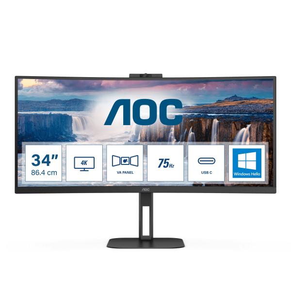 AOC V5 CU34V5CW/BK LED display 86,4 cm [34] 3440 x 1440 Pixel Wide Quad HD Nero (34 VA 3440x1440 100Hz HDMI)