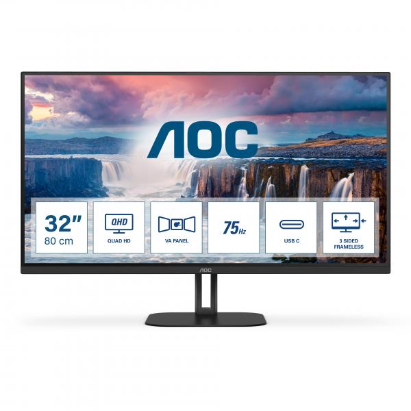 AOC V5 Q32V5CE/BK Monitor PC 80 cm [31.5] 2560 x 1440 Pixel Quad HD LED Nero (31.5 VA 2560x1440 75Hz HDMI)