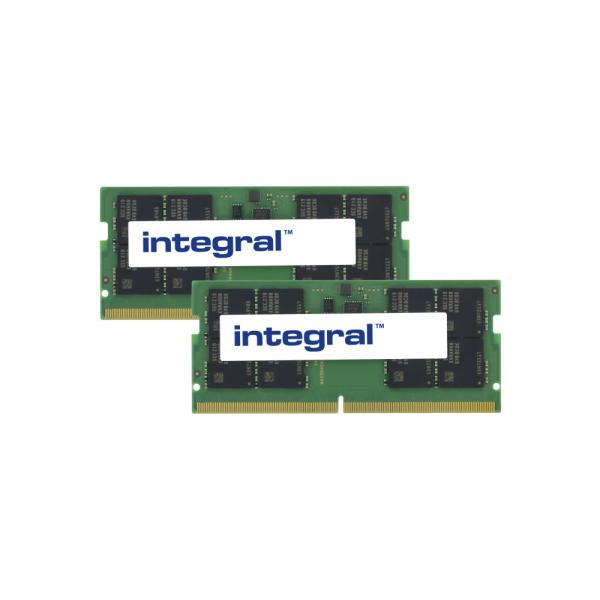 Integral 64GB [2x32GB] LAPTOP RAM MODULE KIT DDR5 4800MHZ PC5-38400 UNBUFFERED NON-ECC 1.1V 2GX8 CL40 EQV. TO KCP548SD8K2-64 f/ KINGSTON memoria (64GB [2x32GB] LAPTOP RAM MODULE KIT DDR5 4800MT/s PC5-38400 UNBUFFERED NON-ECC 1.1V 2GX8 CL40 INTEGRAL)