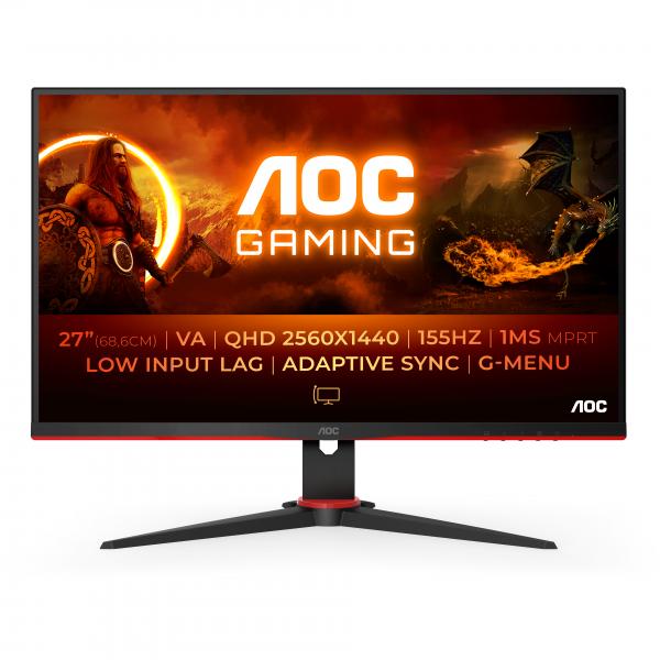 AOC G2 Q27G2E/BK Monitor PC 68,6 cm [27] 2560 x 1440 Pixel Quad HD Nero, Rosso (27 VA 2560x1440 144Hz HDMI)