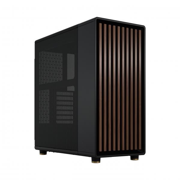 Fractal Design North Charcoal Black [Black Solid] Case, ATX, Fine Mesh Side, 2 Fans, USB-C, Walnut Front