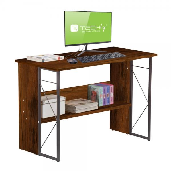 Techly Scrivania per Computer Scrittoio Salvaspazio in Stile Industriale con Str