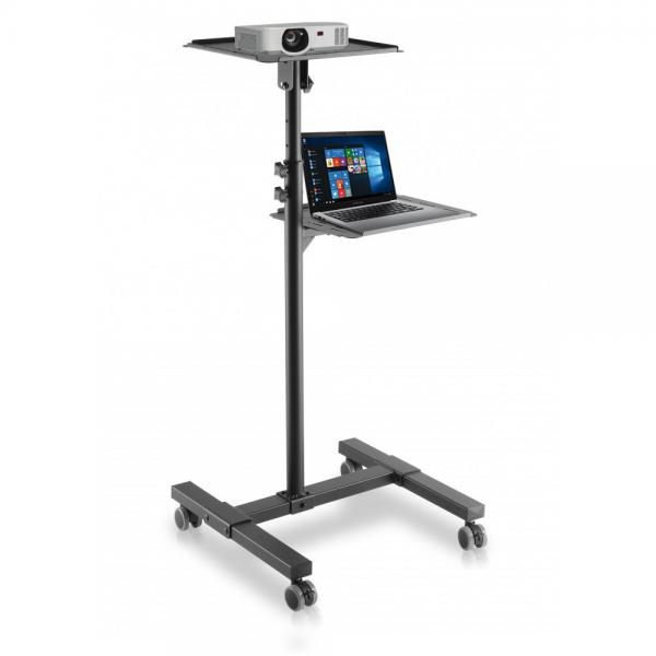 Techly Nero Uchwyt Do Projektorów Wózek Stolik Prezentacyjny Do Projektora I Notebooka Mobilny, Supporto Per Notebook, - Immagine 2