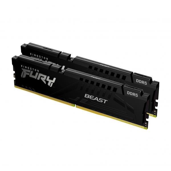 Kingston FURY Beast - DDR5 - kit - 32 GB: 2 x 16 GB - DIMM 288-PIN - 5200 MHz / PC5-41600 - CL36 - 1.25 V - senza buffer - on-die ECC - nero