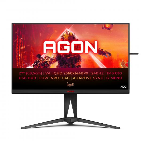 AOC AGON 5 AG275QZN/EU Monitor PC 68,6 cm (27") 2560 x 1440 Pixel Quad HD Nero, Rosso
