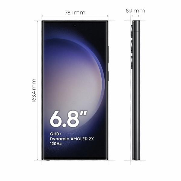 Samsung Galaxy S23 Ultra Display 6.8'' Dynamic AMOLED 2X, Fotocamera 200MP, RAM 8GB, 256GB, 5.000 mAh, Phantom Black (GALAXY S23 ULTRA 5G PHANTOM - BLACK 256 GB)