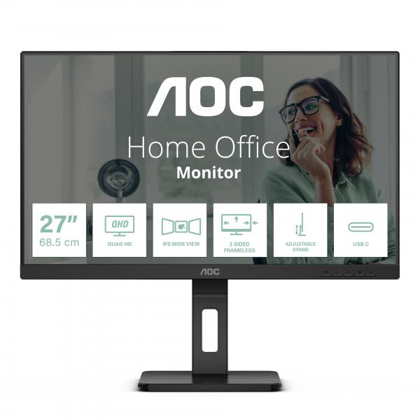 AOC Q27P3CV Monitor PC 68,6 cm [27] 2560 x 1440 Pixel Quad HD LED Nero (27 IPS FHD USB C DP HDMI 4 X USB)