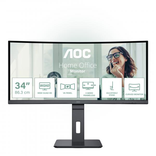 AOC CU34P3CV Monitor PC 86,4 cm (34") 3440 x 1440 Pixel UltraWide Quad HD LED Nero