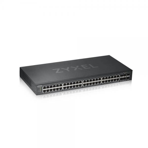 Zyxel GS1920-48V2 Gestito Gigabit Ethernet [10/100/1000] Nero (GS1920-48v2 50 Port Smart Managed Switch 44x Gigabit Copper and 4x Gigabit dual pers. hybrid mode standalone or NebulaFlex Cloud)