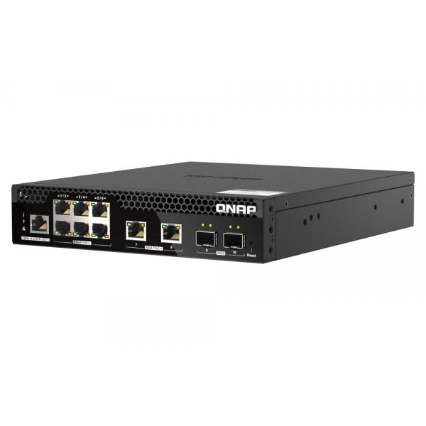QNAP QSW-M2106PR-2S2T switch di rete Gestito L2 10G Ethernet (100/1000/10000) Supporto Power over Ethernet (PoE) 1U Nero
