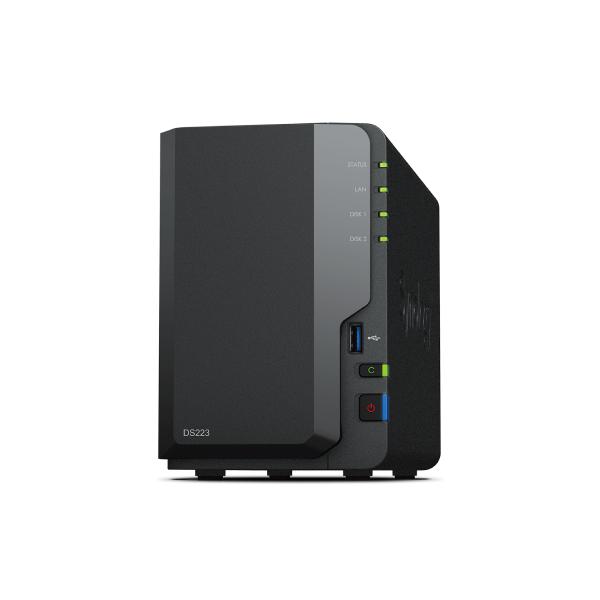 Synology SYNOLOGY DISKSTATION DS223 NAS CHASSIS DESKTOP REALTEK RTD1619B RAM 2GB-2 BAY HDD/SSD 2.5"/3.5"-LAN 10/100/1000 Mbps COLORE NERO