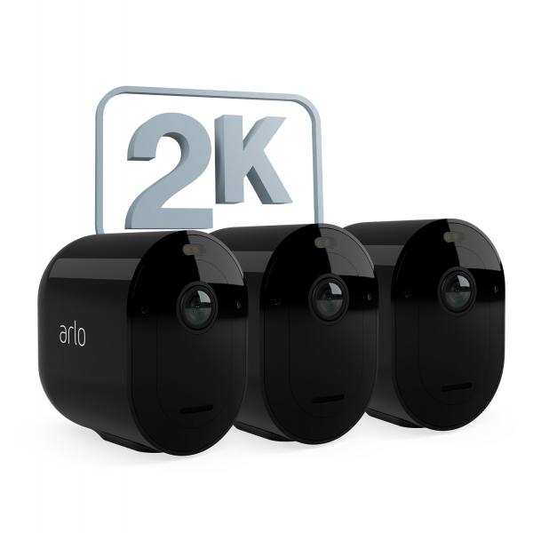 Arlo Telecamera di sicurezza senza fili Pro 5 2K Spotlight, set da 3 nero