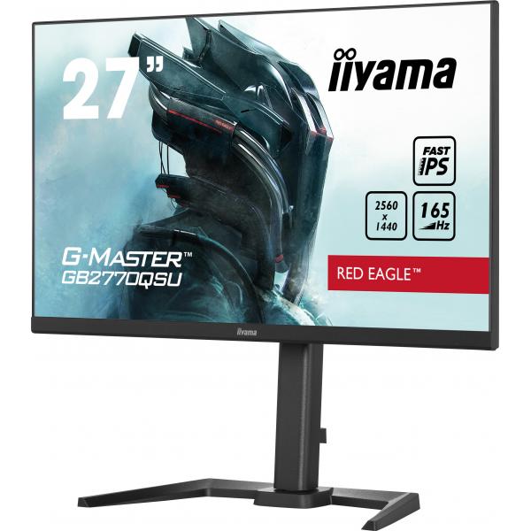 iiyama G-MASTER Red Eagle GB2770QSU-B5 - Monitor a LED - 27" - 2560 x 1440 WQHD @ 165 Hz - Fast IPS - 400 cd/m² - 1000:1 - HDR400 - 0.5 ms - HDMI, DisplayPort - altoparlanti - nero opaco