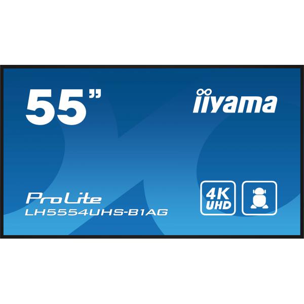 iiyama LH5554UHS-B1AG visualizzatore di messaggi Pannello piatto per segnaletica digitale 138,7 cm (54.6") LCD Wi-Fi 500 cd/m² 4K Ultra HD Nero Processore integrato Android 11 24/7