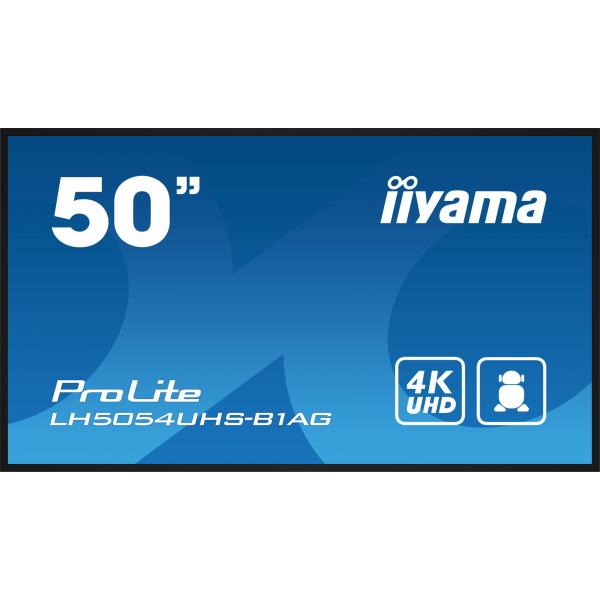 iiyama LH5054UHS-B1AG visualizzatore di messaggi Pannello piatto per segnaletica digitale 125,7 cm (49.5") LCD Wi-Fi 500 cd/m² 4K Ultra HD Nero Processore integrato Android 11 24/7