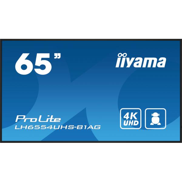 iiyama LH6554UHS-B1AG visualizzatore di messaggi Pannello piatto per segnaletica digitale 165,1 cm (65") LCD Wi-Fi 4K Ultra HD Nero Processore integrato Android 11 24/7