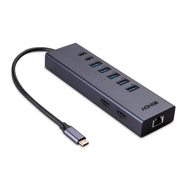 DST-Mini Duo, Mini Docking Station per Laptop USB C, 2x HDMI 4K