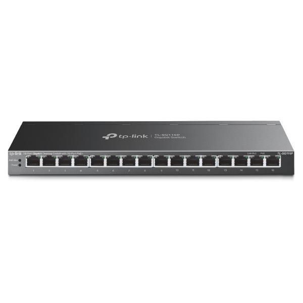 TP-Link TL-SG116P switch di rete Non gestito Gigabit Ethernet [10/100/1000] Nero (16-PORT GIGABIT POE+ SWITCH - 120 W POE POWER STEEL CASE)