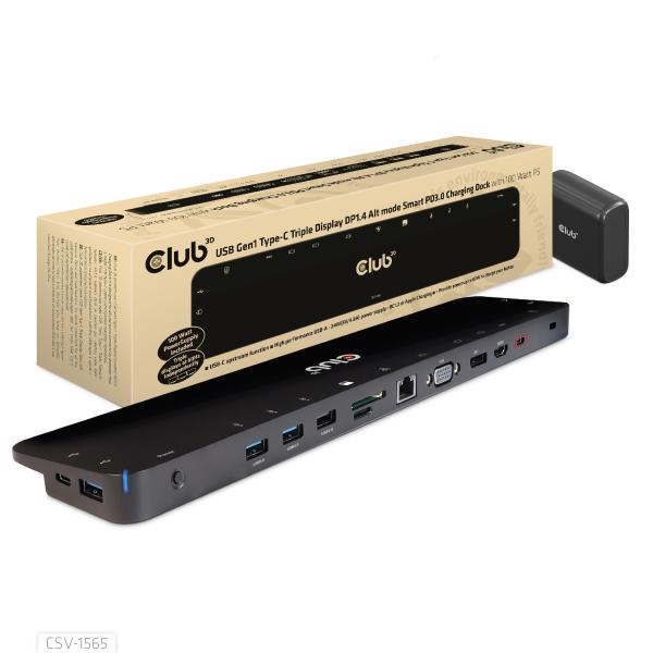 CLUB 3D CSV-1565 DOCKING STATION USB-C GEN 1 TRIPLE DISPLAYPORT 100 W POWER SUPPLY