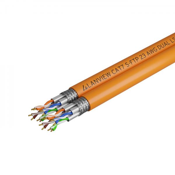 Lanview LVN122510 cavo di rete Arancione 500 m Cat7 S/FTP [S-STP] (Cat7 S-FTP Network Cable Dual - 2x[4x2xAWG23] LSZH Orange - 500m - Warranty: 300M)