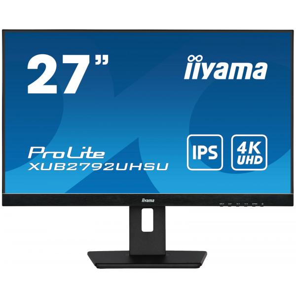 iiyama ProLite XUB2792UHSU-B5 - Monitor a LED - 27" - 3840 x 2160 4K @ 60 Hz - IPS - 350 cd/m² - 1000:1 - 4 ms - HDMI, DisplayPort - altoparlanti - nero, opaco
