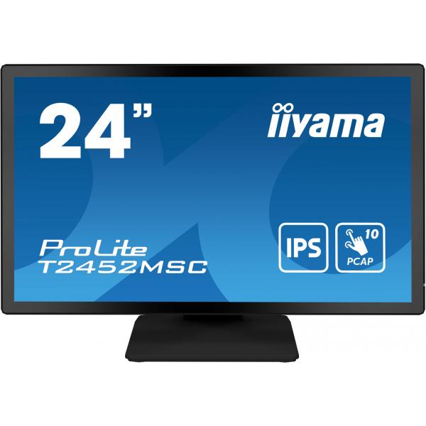 iiyama ProLite T2452MSC-B1 - Monitor a LED - 24" (23.8" visualizzabile) - touchscreen - 1920 x 1080 Full HD (1080p) - IPS - 400 cd/m² - 1000:1 - 14 ms - HDMI, DisplayPort - altoparlanti - nero opaco