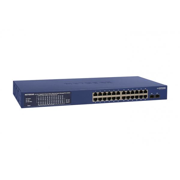 NETGEAR GS724TP-300EUS switch di rete Gestito L2/L3/L4 Gigabit Ethernet [10/100/1000] Supporto Power over Ethernet [PoE] Blu (24P GE POE+ SMART MANAGED PRO SWITC)