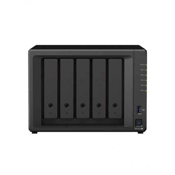 Synology DiskStation DS1522+ NAS Tower Ryzen Embedded R1600 8 GB DDR4 40 TB HDD DiskStation Manager Nero (Synology DS1522+ 40TB [Synology HAT3300] diskstation 5 bay; Flexible Data Management Platform for Homes and SOHO; AMD Ryzen R1600 dual-core [4-thread] 2.6 GHz; max. boost clock up to 3.1 GHz; 8 GB DDR4 ECC SODIMM [expandable up to 32 GB]; 4 x 1GbE RJ-45 [3Years warranty])