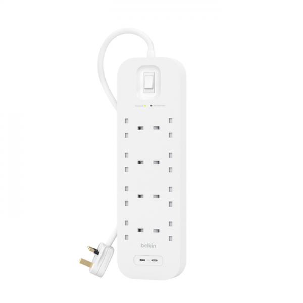 SURGE PROTECTION WITH USB C 8 - OUTLET DUAL USB C 30W PD