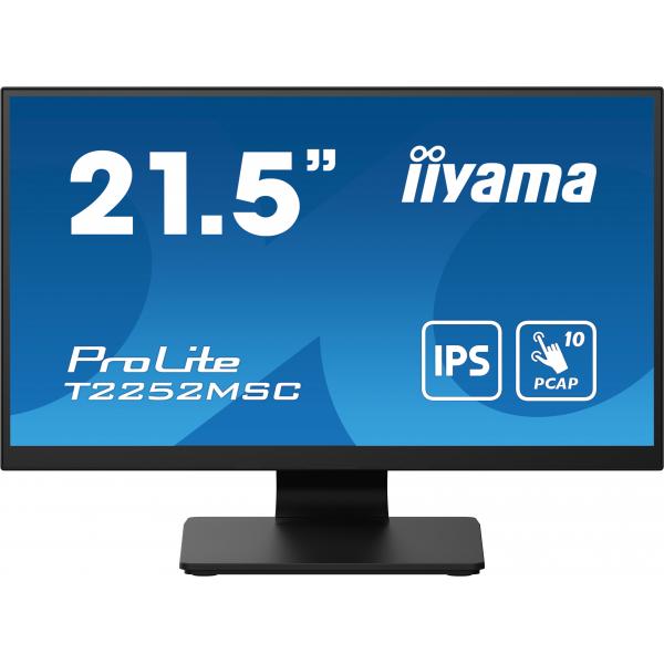 iiyama ProLite T2252MSC-B2 - Monitor a LED - 22" (21.5" visualizzabile) - touchscreen - 1920 x 1080 Full HD (1080p) @ 60 Hz - IPS - 250 cd/m² - 1000:1 - 5 ms - HDMI, DisplayPort - altoparlanti - nero, finitura opaca