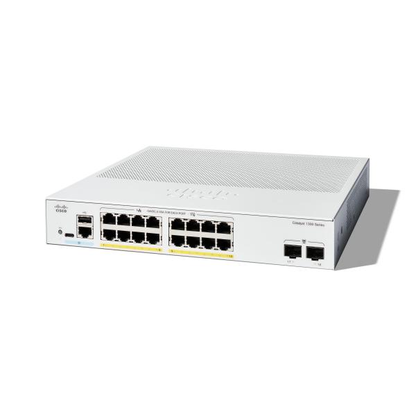 Cisco C1300-16P-2G switch di rete Gestito L2/L3 Gigabit Ethernet [10/100/1000] Bianco (Catalyst 1300 16 port GE PoE 2x1G SFP)