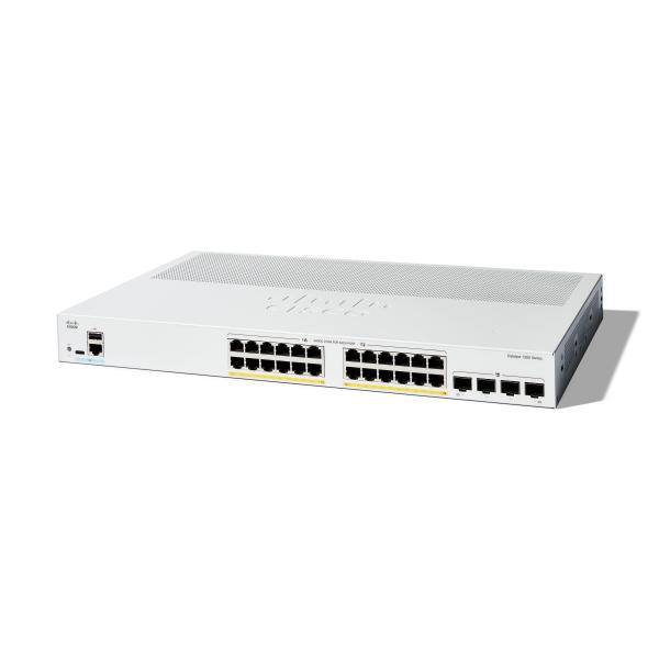 Cisco Catalyst 1300-24P-4G - Switch - L3 - gestito - 24 x 10/100/1000 (PoE+) + 4 x 10 Gigabit SFP+ - montabile su rack - PoE+ (195 W)