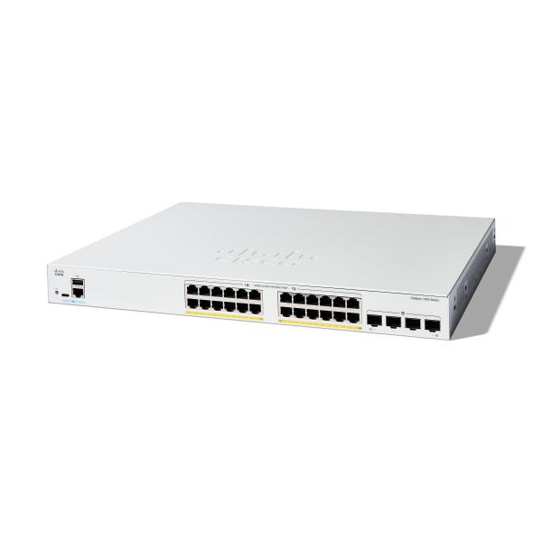 Cisco Catalyst 1300-24FP-4G - Switch - L3 - gestito - 24 x 10/100/1000 (PoE+) + 4 x Gigabit SFP - montabile su rack - PoE+ (370 W)