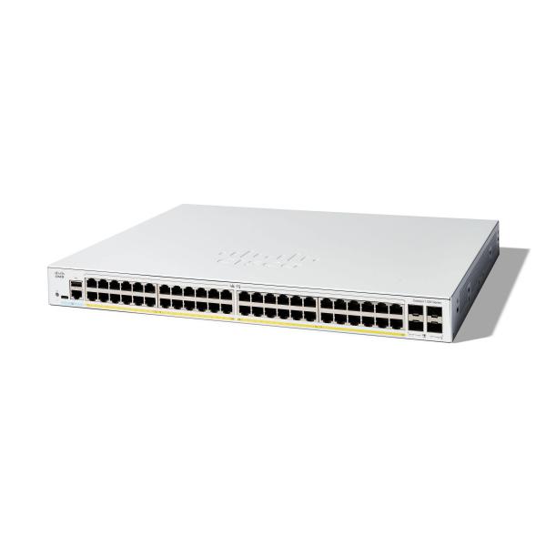Cisco Catalyst 1300-48P-4G - Switch - L3 - gestito - 48 x 10/100/1000 (PoE+) + 4 x Gigabit SFP - montabile su rack - PoE+ (375 W)