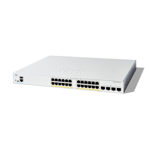 Cisco Catalyst 1200-24FP-4G - Switch - L3 - intelligente - 24 x 10/100/1000 (PoE+) + 4 x Gigabit Ethernet SFP - montabile su rack - PoE+ (375 W)