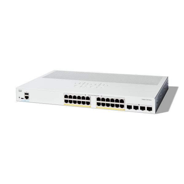 Cisco Catalyst 1200-24P-4X - Switch - L3 - intelligente - 24 x 10/100/1000 (PoE+) + 4 x 10Gb Ethernet SFP+ - montabile su rack - PoE+ (195 W)