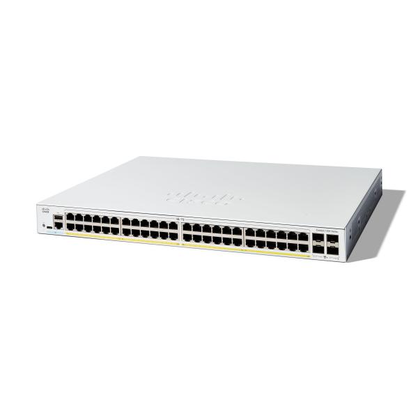 Cisco Catalyst 1200-48P-4X - Switch - L3 - intelligente - 48 x 10/100/1000 (PoE+) + 4 x 10 Gigabit SFP+ - montabile su rack - PoE+ (375 W)