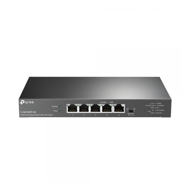 TP-Link TL-SG105PP-M2 switch di rete Non gestito Gigabit Ethernet [10/100/1000] Supporto Power over Ethernet [PoE] Nero (TP-Link TL-SG105PP-M2 V1.6 - Switch - unmanaged - 5 x 10/100/1000/2.5G [PoE++] - desktop - PoE++ [123 W])