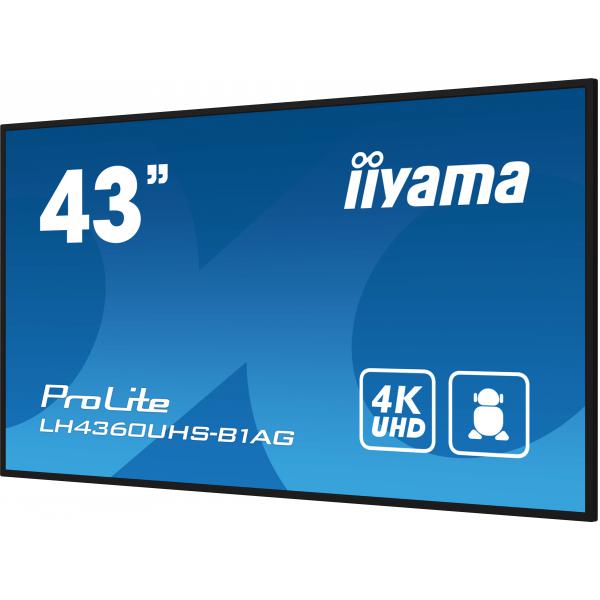 iiyama PROLITE Pannello A digitale 108 cm (42.5") LED Wi-Fi 500 cd/m² 4K Ultra HD Nero Processore integrato Android 11 24/7
