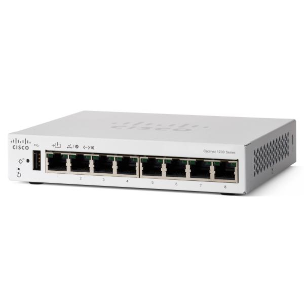 Cisco Catalyst 1200-8T-D - Switch - ethernet gigabit - L3 - intelligente - 8 x 10/100/1000 - desktop - PoE (67 W)