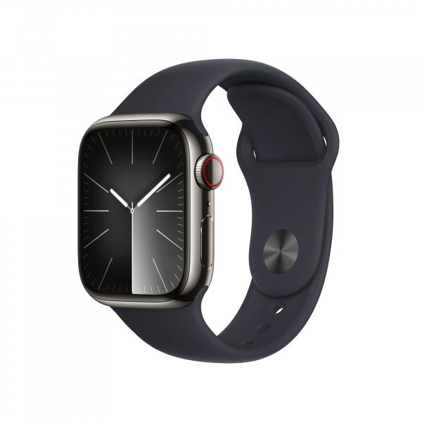 Apple Watch Serie 9 Cell 41mm Steel Graphite Sport Band MidNight M/L MRJ93QL/A 19594902361...