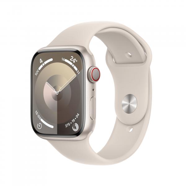 Apple Watch Serie 9 Cell 45mm Aluminium StarLight Sport Band StarLight S/M MRM83QL/A 195949023958