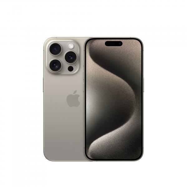Apple iPhone 15 Pro 128GB Titanio Naturale (Apple iPhone 15 Pro - 5G smartphone - dual SIM /Memoria Interna 128 GB - display OLED - 6.1 - 2556 x 1179 pixel [120 Hz] - 3 x fotocamere posteriori 48 MP, 12 MP, 12 MP - front camera 12 MP - natural titanium)