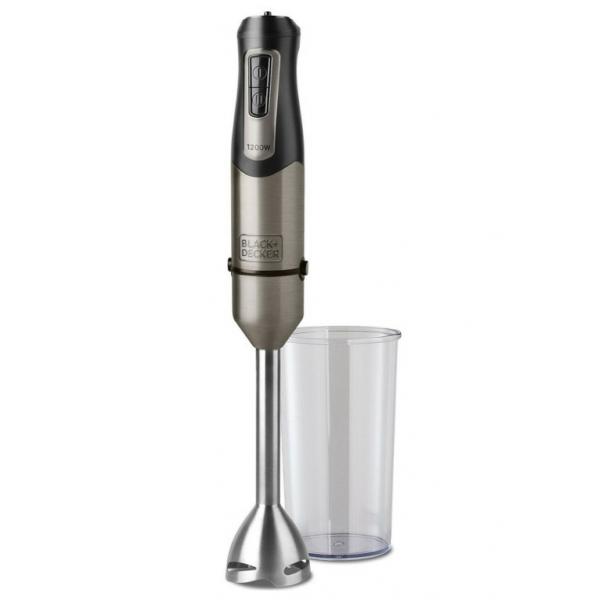 Black & Decker BXHB1200E 1 L Frullatore ad immersione 1200 W Nero, Acciaio inox (BLACK+DECKER Hand Blender 1200W Brushe)