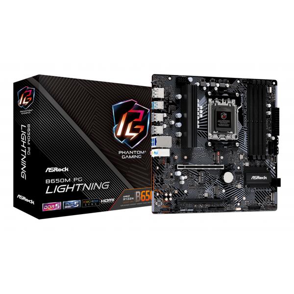MB Asrock AM5 B650M PG LIGHTNING- 4*DDR5 4*SATA3- 3*M.2- HDMI- DP-  mATX