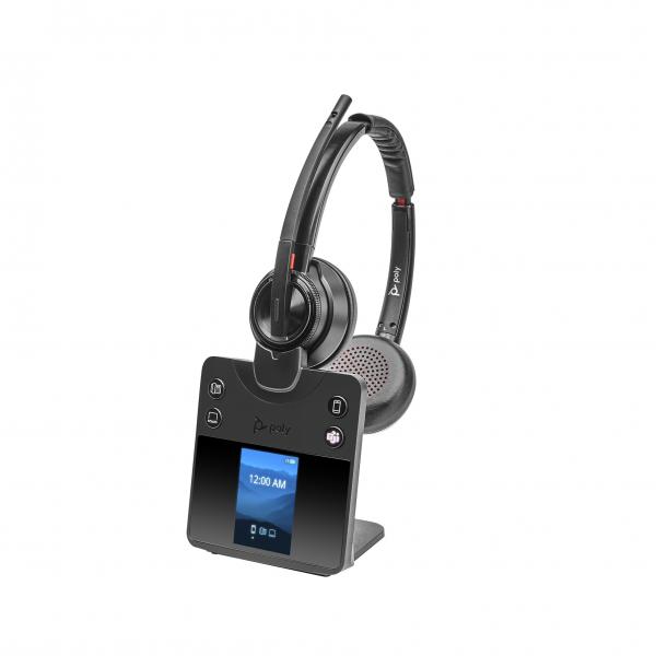 Poly Savi 8420 Office - Savi 8400 series - cuffie con microfono - over ear - DECT / Bluetooth - senza fili - eliminazione rumore attivata - nero - Certificato per i team Microsoft