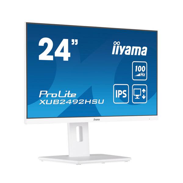 iiyama XUB2492HSU-W6 Monitor PC 60,5 cm [23.8] 1920 x 1080 Pixel Full HD LED Bianco (iiyama ProLite XUB2492HSU-W6 - Monitor a LED - 24 [23.8 visualizzabile] - 1920 x 1080 Full HD [1080p] @ 100 Hz - IPS - 250 cd/mÂ² - 1300:1 - 0.4 ms - HDMI, DisplayPort - altoparlanti - bianco opco)