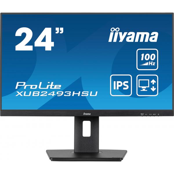iiyama ProLite XUB2493HSU-B6 - Monitor a LED - 24" (23.8" visualizzabile) - 1920 x 1080 Full HD (1080p) @ 100 Hz - IPS - 250 cd/m² - 1000:1 - 1 ms - HDMI, DisplayPort - altoparlanti - nero opaco