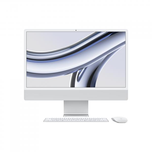 Apple iMac Apple M M3 59,7 cm [23.5] 4480 x 2520 Pixel PC All-in-one 8 GB 256 GB SSD macOS Sonoma Wi-Fi 6E [802.11ax] Argento (Allinone 24inch iMac with Retina 4.5K display M3 chip with 8core CPU and 10core GPU 8GB RAM 256GB SSD Silver Z19D) - Versione UK